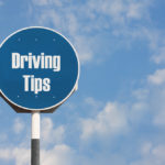 Blue driving tips sign Blue driving tips sign