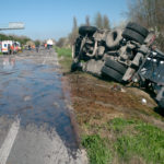Trailer truck flipped over Trailer truck flipped over