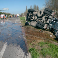 Trailer truck flipped over Trailer truck flipped over