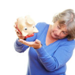 lady with empty piggy bank lady with empty piggy bank