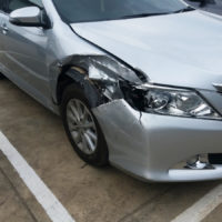 right side of car damaged after accident