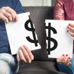 Fight about money or financial argument concept. Man and woman h Fight about money or financial argument concept. Man and woman h
