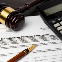Bankruptcy petition for individuals with calculator and gavel. Concept of financial and unemployment crisis, personal debt, economy and recession. Bankruptcy petition for individuals with calculator and gavel. Concept of financial and unemployment crisis, personal debt, economy and recession.